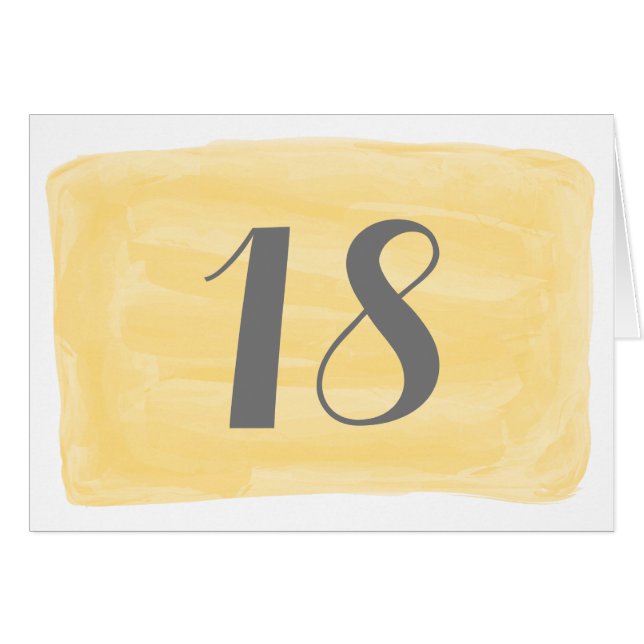 Yellow Watercolor Table Number Card (Front Horizontal)