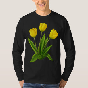 Yellow Watercolor Tulip Floral Flower Bouquet Spri T-Shirt