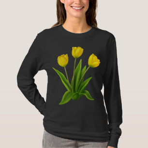 Yellow Watercolor Tulip Floral Flower Bouquet Spri T-Shirt