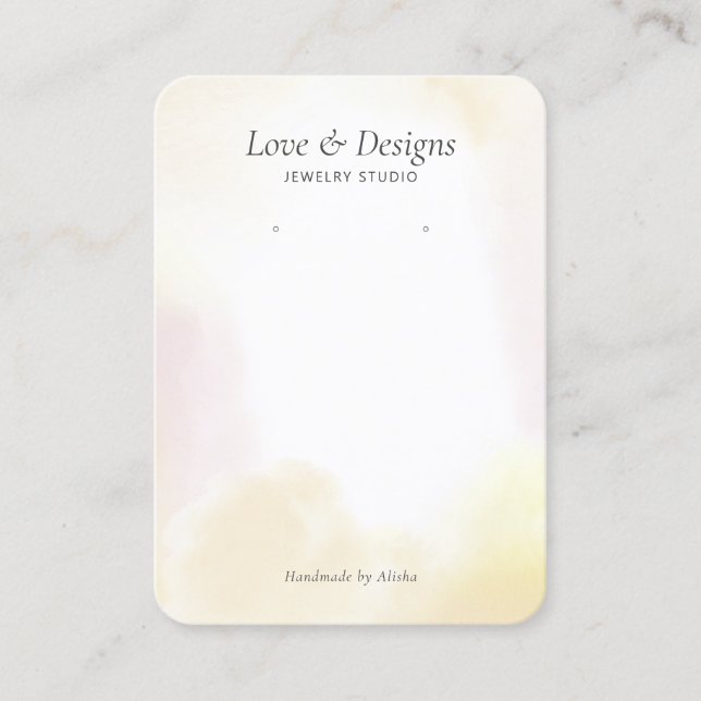 Yellow Watercolor Wash Earring Jewellery Display Business Card (Front)