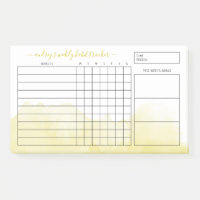 Yellow Watercolor Wash Weekly Habit Tracker