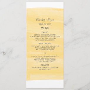 Yellow Watercolor Wedding Menu