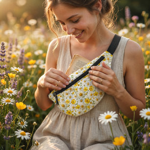 Yellow Watercolor Wildflower Pattern Bum Bags