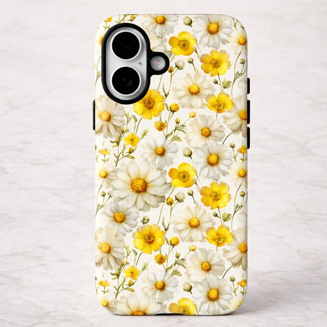 Yellow Watercolor Wildflower Pattern  Case-Mate iPhone Case (Creator Uploaded)
