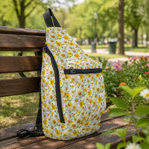 Yellow Watercolor Wildflower Pattern Sling Bag