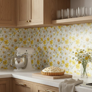 Yellow Watercolor Wildflowers Pattern Tile
