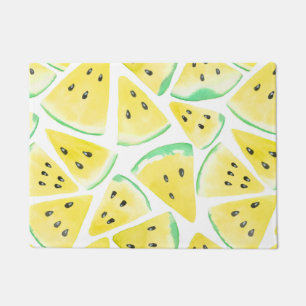 Yellow watermelon slices pattern doormat