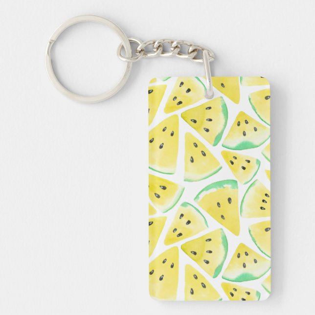 Yellow watermelon slices pattern key ring (Front)