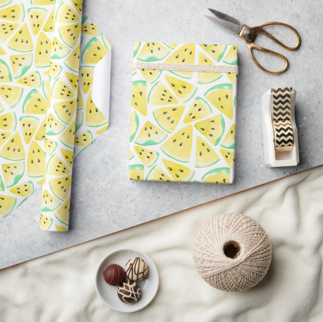 Yellow watermelon slices pattern wrapping paper (Crafts)