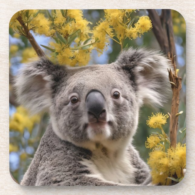 Yellow Wattle And Koala Bear, Coaster (Front)