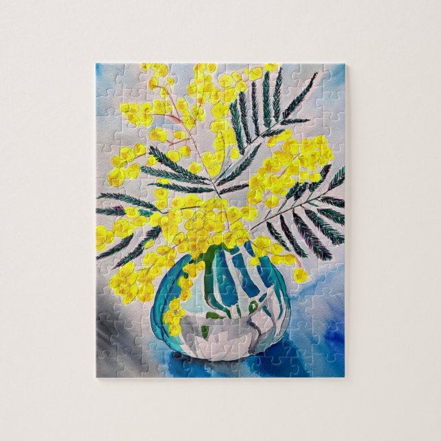 Yellow Wattle native Australian flower art Jigsaw Puzzle (Vertical)