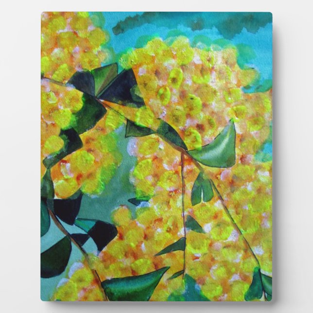 Yellow Wattle native Australian flower art Plaque (Front)