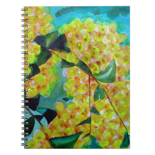 Yellow Wattle native Australian flower art Spiral Notebook