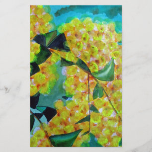 Yellow Wattle native Australian flower art Stationery