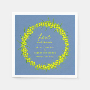 Yellow wattle spring flowers art wedding napkins