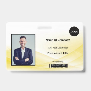 Yellow Wave Design Photo Identification ID Badge
