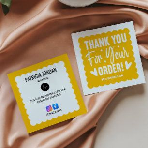Yellow Wave Order Thank you LOGO Social Icon  Square Business Card