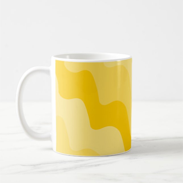 Yellow wavy ocean waves gradient  coffee mug (Left)