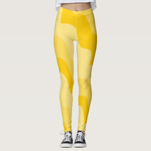 Yellow wavy ocean waves gradient leggings