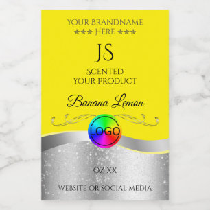 Yellow Wavy Silver Logo Monogram Product Label