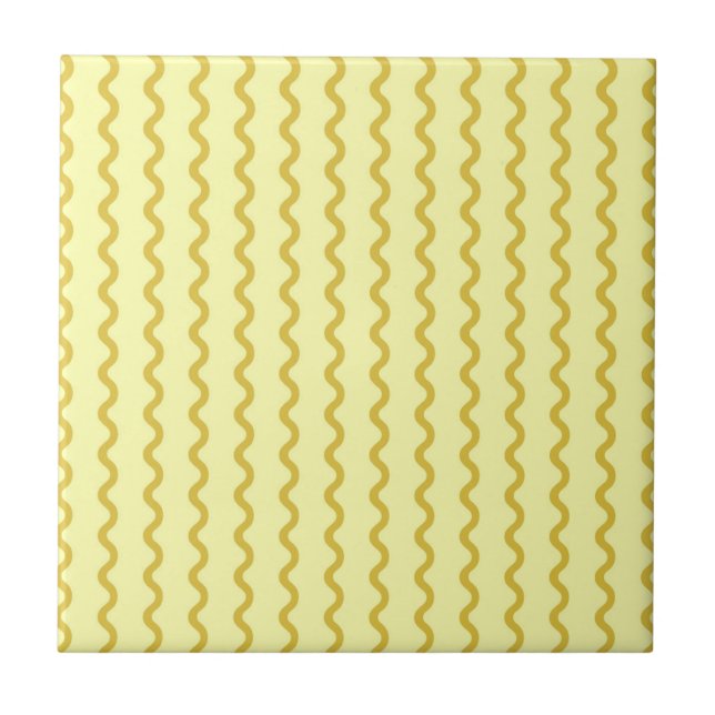 Yellow Wavy Stripe Minimalist Modern Accent Tile (Front)