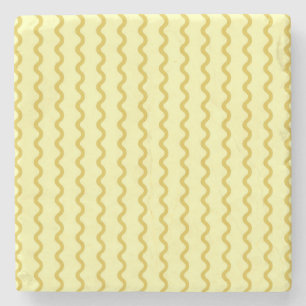 Yellow Wavy Stripe Minimalist Modern Drinkware  Stone Coaster