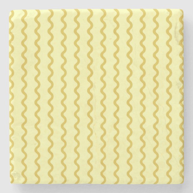 Yellow Wavy Stripe Minimalist Modern Drinkware  Stone Coaster (Front)