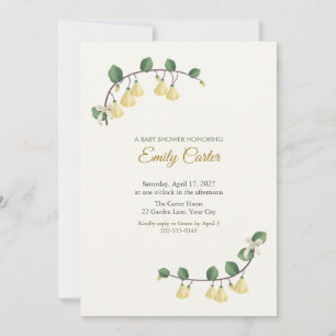 Yellow Wax Bells Baby Shower Invitation