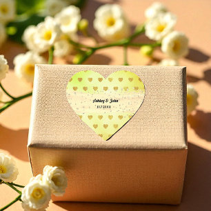 Yellow Wedding Birthday Gold Hearts Sticker