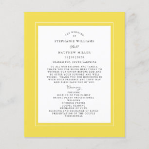Yellow Wedding Ceremony Elegant Budget Program