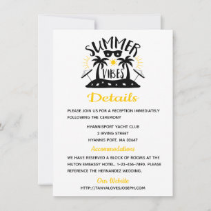 Yellow Wedding Details Tropical Palm Trees Summer Invitation