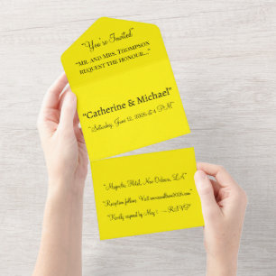Yellow Wedding Invite Modern RSVP Chic