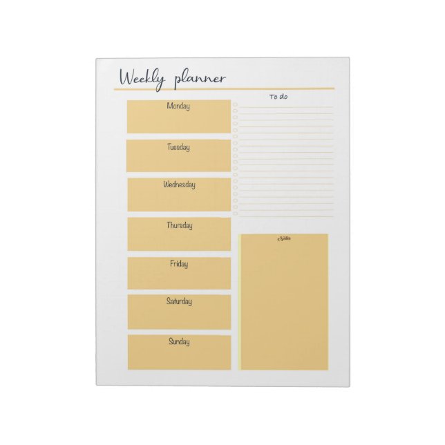 Yellow Weekly Planner Notepad (Rotated)