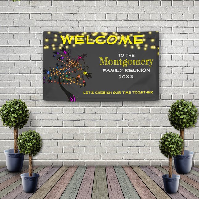 Yellow Welcome Family Reunion Tree Lights Banner (Creator Uploaded)