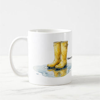 Yellow Wellie Boots Watercolour Art Coffee Mug