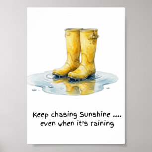 Yellow Wellie Boots Watercolour Art Print