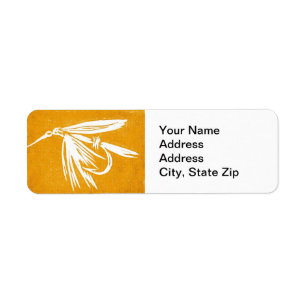 "Yellow Wet Fly" Trout Fly Return Address Label