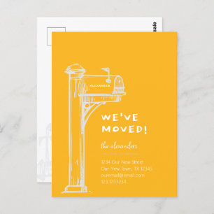 Yellow We've Moved Distressed Mailbox Moving Postcard