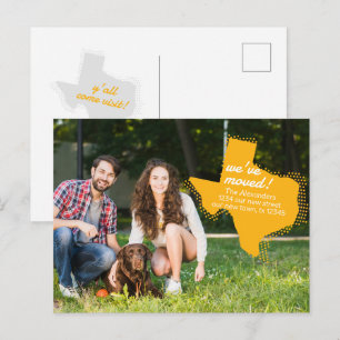 Yellow We've Moved - Dotted Texas Moving Postcard