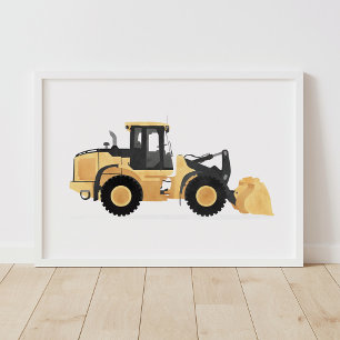 Yellow Wheel Loader Construction Vehicle Decor