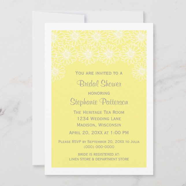 Yellow Whimsical Daisies Bridal Shower Invite (Front)