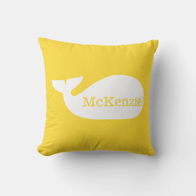 Yellow Whimsical Whale Nursery Cushion (Front)