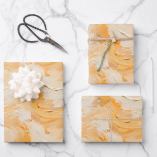 Yellow & White Abstract Paint Wrapping Paper Sheet