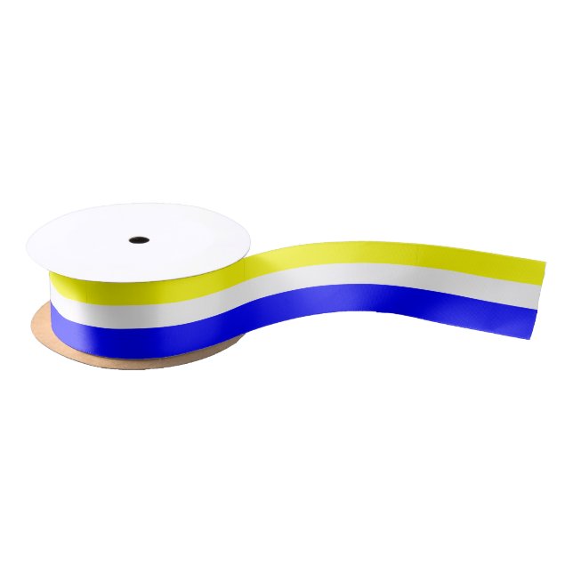 Yellow White and Blue-Striped Satin Ribbon (Spool)