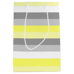Yellow, White and Grey Stripes gift bag