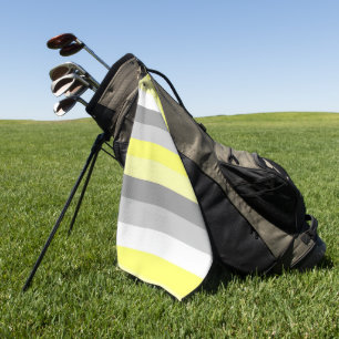 Yellow, White and Grey Stripes Golf Towel