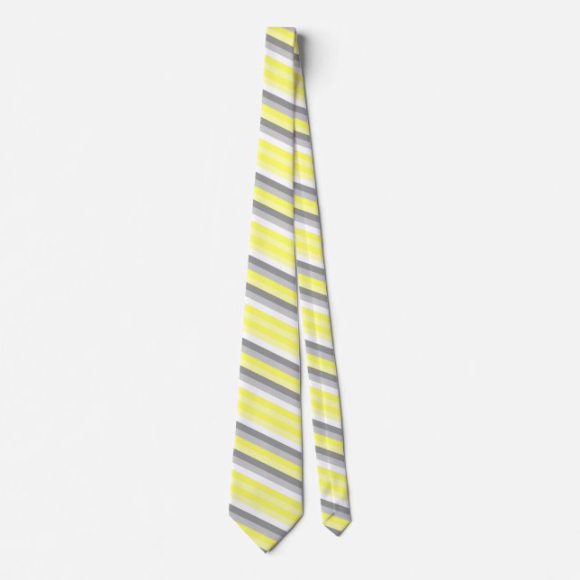 Yellow, White and Grey Stripes necktie (Front)