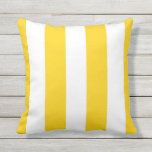 Yellow & White Awning Stripes Outdoor Throw Pillow<br><div class="desc">Give your garden furniture a makeover with this Yellow & White Awning Stripes Outdoor Throw Pillow. Designed to withstand the weather come rain or shine, each outdoor pillow is made from UV and mildew resistant polyester. Perfect for indoors as well! Different size and fabric options available to choose from. Complete...</div>