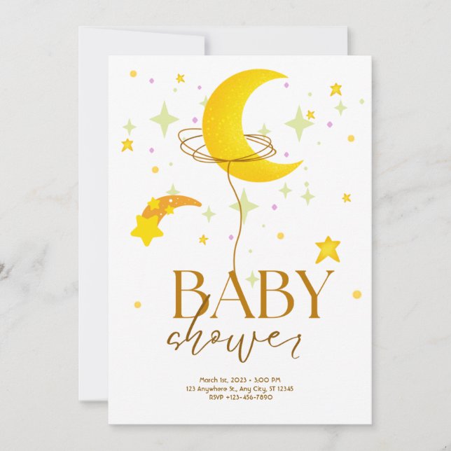 Yellow White Baby Shower Invitation (Front)
