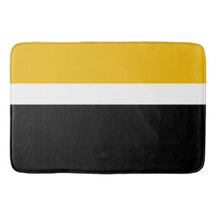 Yellow White Black Colour Block Style Design Bath Mat